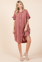 Load image into Gallery viewer, Mineral Wash Cotton Gauze Mini Shirt Dress For Women – Effortlessly Chic and Tredny Dress with Ruffle Sleeve Details
