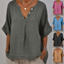 Load image into Gallery viewer, Women's  V-Neck Button-Up Shirt
