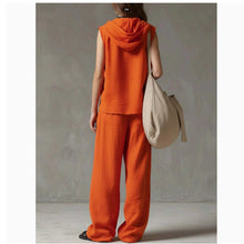 Load image into Gallery viewer, Sleeveless Hooded Top &amp; Wide-Leg Pants Set | High-Waist Two-Piece
