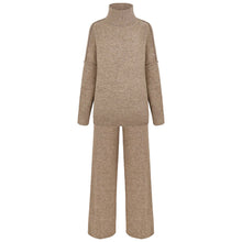 Load image into Gallery viewer, Women's Oversized High-Neck Sweater &amp; Wide-Leg Knit Pants Set

