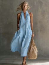 Load image into Gallery viewer, Women's Retro V-Neck Slip Dress – Loose Fit Sleeveless
