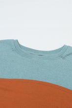 Load image into Gallery viewer, Green Color block Striped Women's Top with Bishop Sleeves and Side Slits
