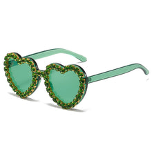 Load image into Gallery viewer, Peach Heart Rhinestone Sunglasses – Y2K INS Style
