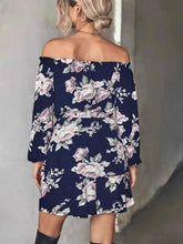 Load image into Gallery viewer, Off-Shoulder Floral Print : Long Sleeve Mini Dress
