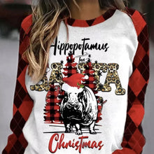 Load image into Gallery viewer, Women’s Hippopotamus Christmas Leopard-Plaid Hoodie
