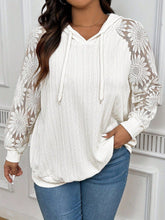 Load image into Gallery viewer, Women's Round-Neck Hollow-Out Lace Paneling Long Sleeve Pullover – White
