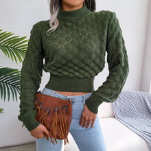 Load image into Gallery viewer, 3D Diamond Long Sleeve Cropped Knit Sweater
