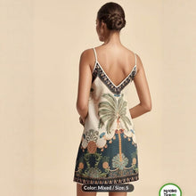 Load image into Gallery viewer, European and American-Style Tropical Print V-Neck Slip Dress
