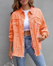 Load image into Gallery viewer, Fashion Ripped Shirt Jacket Female Autumn And Spring Casual Tops Womens Clothing
