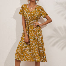 Load image into Gallery viewer, V-Neck Floral Print A-Line Satin Maxi Dress | 8 Colors

