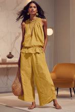 Load image into Gallery viewer, Women's Smocked Neckline Ruffle Hem Linen Tank &amp; Wide-Leg Cropped Pants Set
