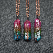 Load image into Gallery viewer, Hot Selling Stone Crystal Pillar Tree Of Life Pendant Ins Fashion Necklace
