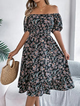Load image into Gallery viewer, Ruffled Hem Floral Puff Sleeve Dress
