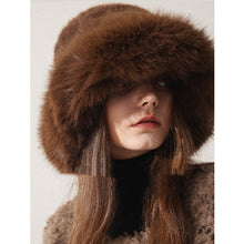 Load image into Gallery viewer, Women’s Oversized Furry Fisherman Hat – Mongolian Style Winter Hat
