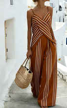 Load image into Gallery viewer, Women's Striped V-Neck Sleeveless Two-Piece Set

