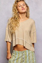 Load image into Gallery viewer, POL Short Sleeve Ccopped Rib T-Shirt with Contrast Stitch Detail

