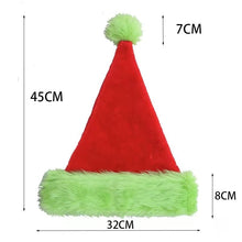 Load image into Gallery viewer, Fluorescent Green Decorative Red Suede Double Layer Christmas Hat
