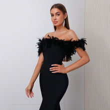 Load image into Gallery viewer, Off-neck Feather Women's Dress
