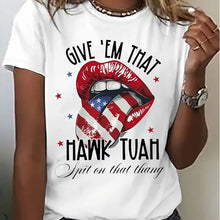 Load image into Gallery viewer, Women's Round Neck American Flag Lips &amp; Stars Print Summer Top
