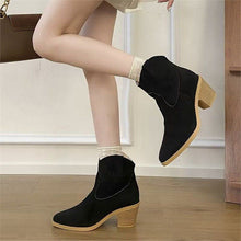 Load image into Gallery viewer, Women’s Retro Sock Cuff Booties – Stylish Ankle Boots with Stretch Cuff
