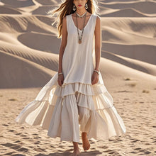 Load image into Gallery viewer, Loose Umbrella Skirt Sleeveless Maxi Dress | Cotton-Linen Style
