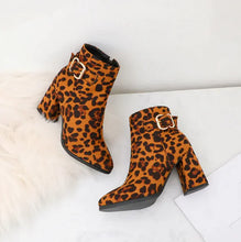 Load image into Gallery viewer, Leopard Print Chunky Heel Boots - # GIAA73410014

