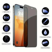 Load image into Gallery viewer, iShield Full Cover Privacy Screen Protector - 8K Anti-Spy Glass for iPhone 15, 14, 13, 12, 11, Pro Max, Mini, XR, XS, MAX
