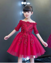 Load image into Gallery viewer, Red Tulle Flower Girl Dress - # GIAA221710002
