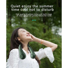 Load image into Gallery viewer, 6000Mah Hanging Neck Fan Portable Cooler Fan USB Leafless Neckband Fan 78 Surround Air Outlets 2000mAh Rechargeable Mini Fan Rechargeable Bladeless Neck Fan Personal Cooling Fan with 3 Wind Speeds for Travel
