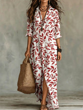 Load image into Gallery viewer, Digital Print Lapel Midi Shirt Dress – 5 Colors, S–3XL
