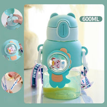 Load image into Gallery viewer, 600ml Kids Water Bottles Summer Cute High Beauty Straw Cup for Girls School Baby Leak proof Cartoon Children Water Bottle Water Bottle Cute Water Bottles for Girls Water Bottle with Straw and Adjustable Strap Portable Leakproof Bottles
