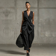 Load image into Gallery viewer, Women's Tie-Front V-Neck Sleeveless Top &amp; Wide-Leg Pants Set
