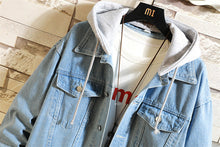 Load image into Gallery viewer, Women's Oversized Washed Denim Jacket – Hooded Loose Korean Style
