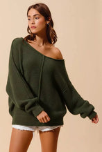 Load image into Gallery viewer, SO ME Loose Fit Exposed Seam Slouchy Boucle Sweater

