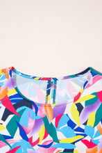 Load image into Gallery viewer, Blue Abstract Print Ruffle Sleeve Plus Size Tiered Maxi Dress
