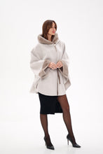 Load image into Gallery viewer, Genuine Mink Fur Double Face Wool Hooded Poncho
