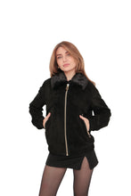 Load image into Gallery viewer, Genuine Suede Mink Trim Jacket
