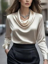 Load image into Gallery viewer, Women’s Elegant Boat Neck Long Sleeve Minimalist Top
