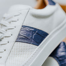 Load image into Gallery viewer, 61-101-NVY OLYMPIAS Italian Calfskin and Crocodile Stripe, Navy
