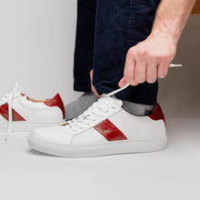 Load image into Gallery viewer, 61-101-RED OLYMPIAS Italian Calfskin and Crocodile Stripe, Red
