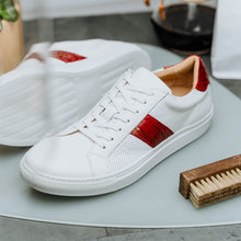 Load image into Gallery viewer, 61-101-RED OLYMPIAS Italian Calfskin and Crocodile Stripe, Red
