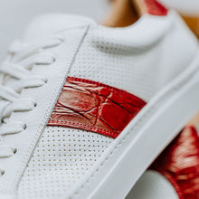 Load image into Gallery viewer, 61-101-RED OLYMPIAS Italian Calfskin and Crocodile Stripe, Red
