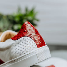 Load image into Gallery viewer, 61-101-RED OLYMPIAS Italian Calfskin and Crocodile Stripe, Red
