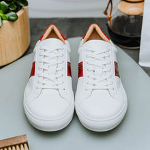 Load image into Gallery viewer, 61-101-RED OLYMPIAS Italian Calfskin and Crocodile Stripe, Red
