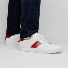 Load image into Gallery viewer, 61-101-RED OLYMPIAS Italian Calfskin and Crocodile Stripe, Red
