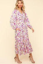Load image into Gallery viewer, Lilac Full Size Floral V-Neck Long Sleeve Dress With Side Pockets Elegant &amp; Practical Dress
