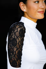 Load image into Gallery viewer, White/ Black lace longsleeve zip front
