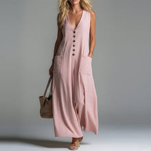 Load image into Gallery viewer, Women's V-Neck Sleeveless Button-Up Pencil Dress
