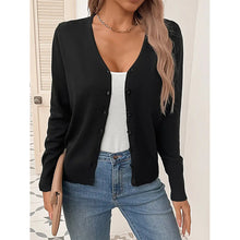 Load image into Gallery viewer, Women’s V‑Neck Button‑Down Cardigan Knit Sweater
