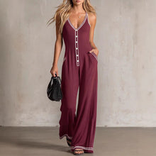 Load image into Gallery viewer, Women's V-Neck Backless Wide-Leg Jumpsuit – High Waist Casual
